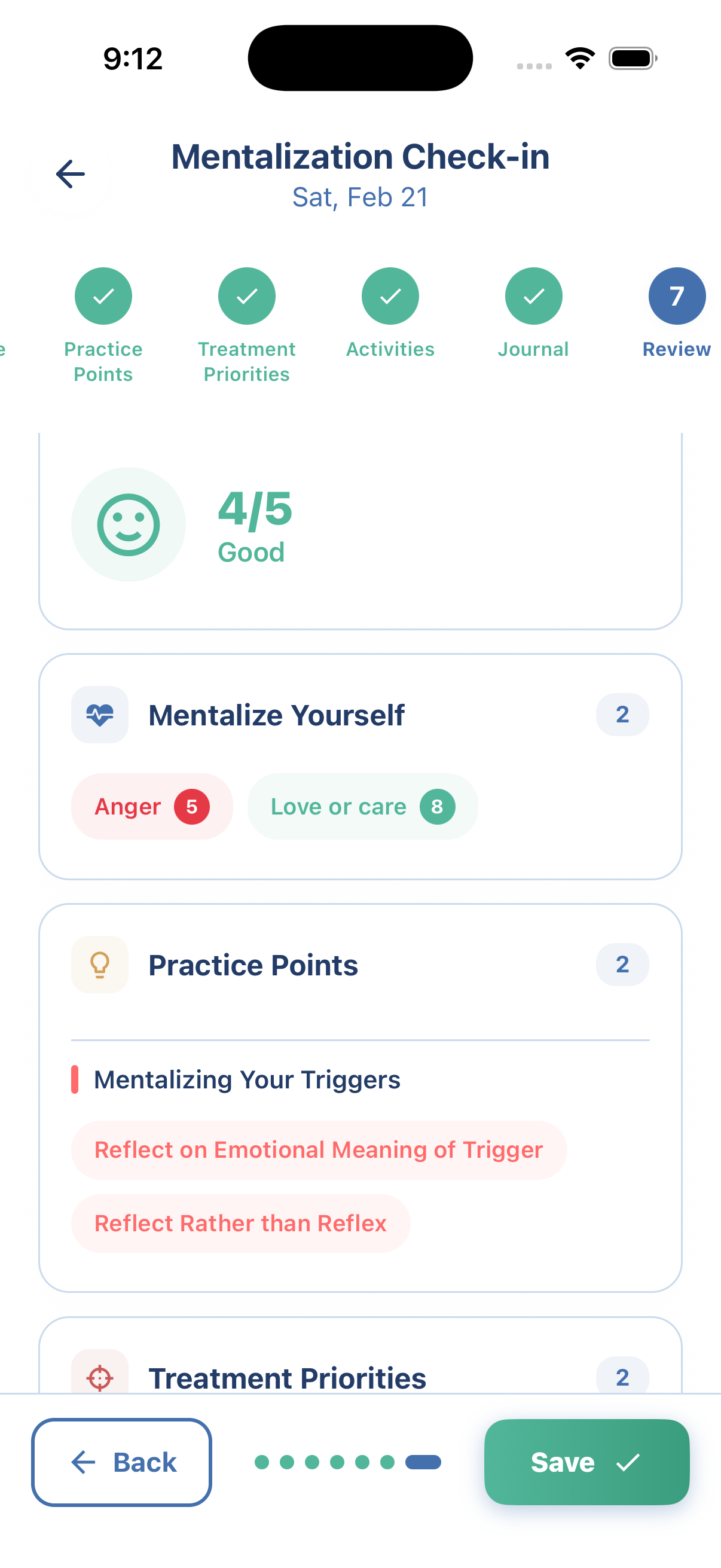 Mentalization Coach Daily Check-In Screenshot